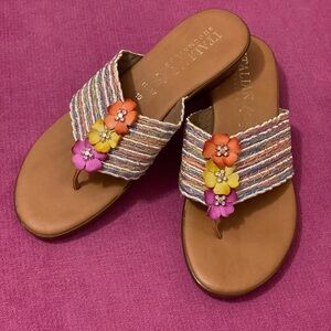 Italian Shoemakers Thong Jute Weave Floral Joya Sandals Size 10